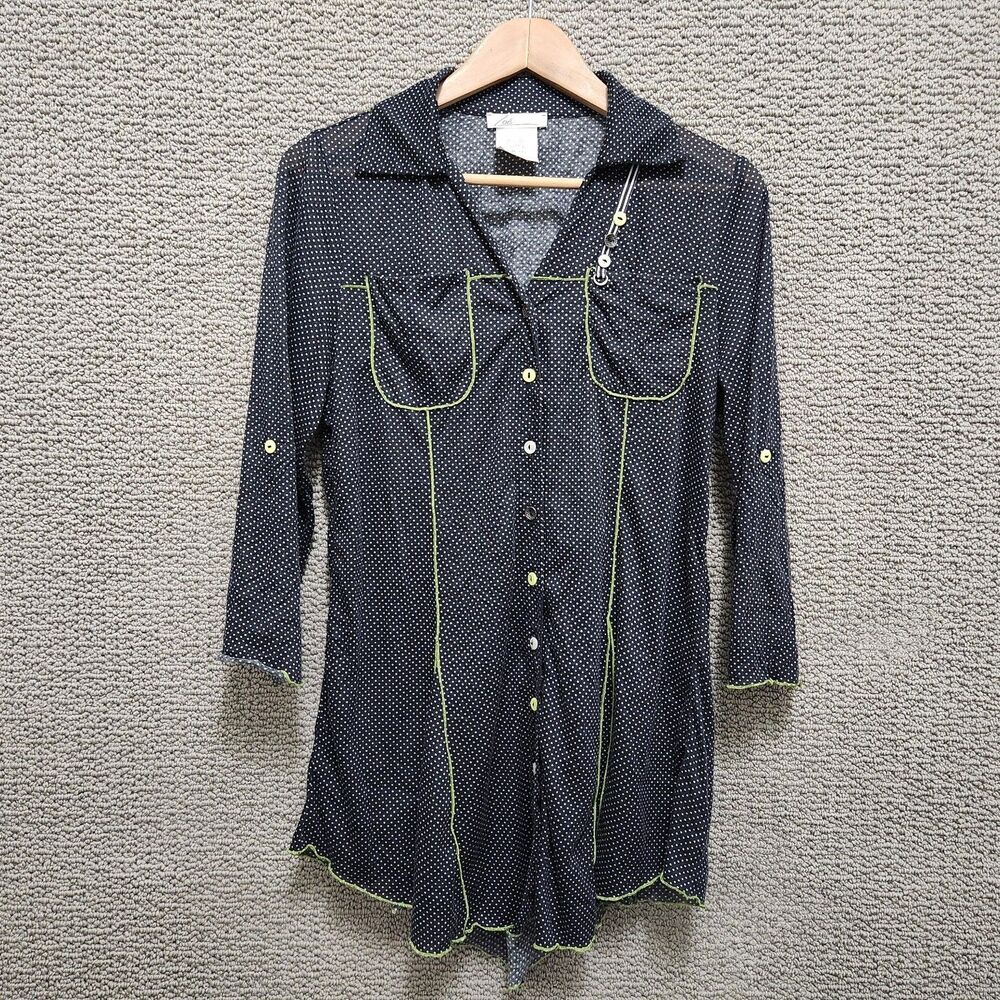 ZOÉ Women’s Black Polka Dot Button Front Tunic Top Size P/S